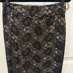 Banana Republic Elegant Black Lace Pencil Skirt